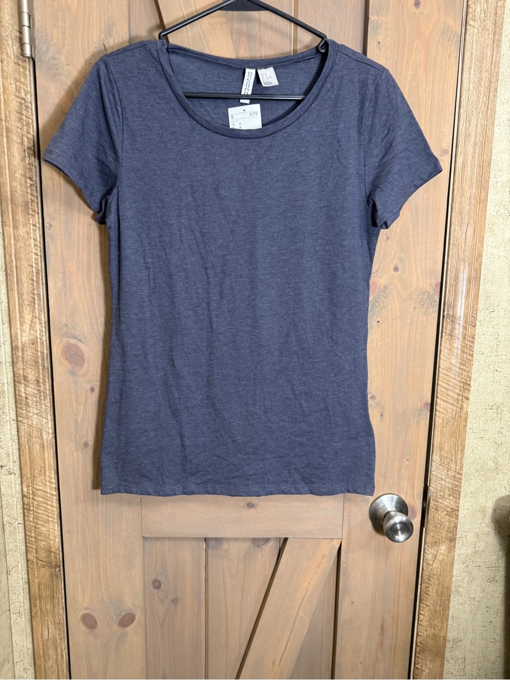 H&M Women's Short Sleeve Scoop Neck Tee - Charcoal Blue